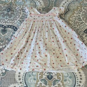 ANAVINI Pink, White, and Red Strawberry and Roses Toddler Dress